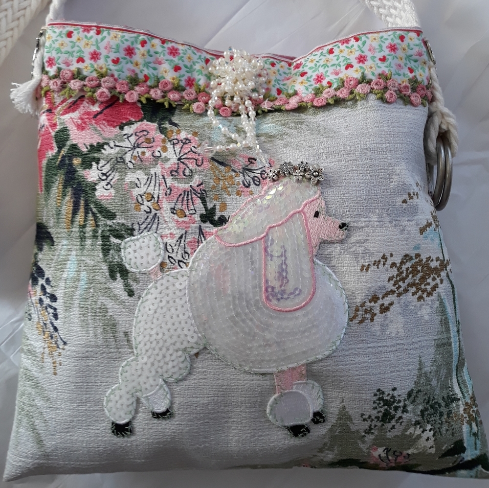 Handmade Artsy Boho Poodle Shoulder Bag